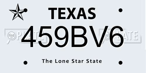 459BV6 Texas License Plate
