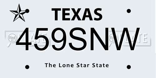 459SNW Texas License Plate