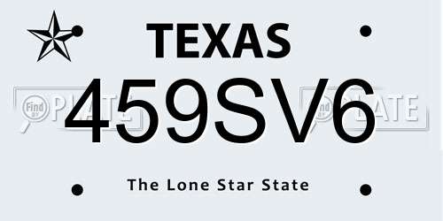 459SV6 Texas License Plate