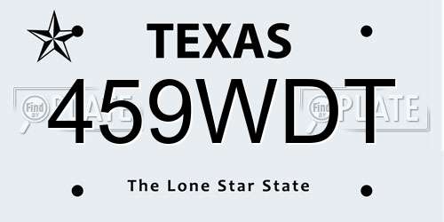 459WDT Texas License Plate