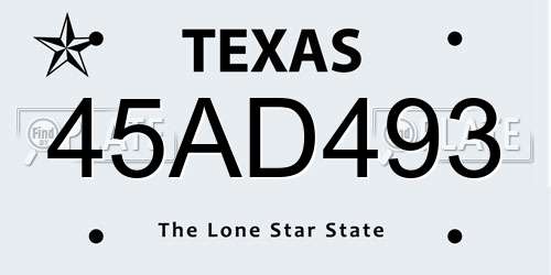 45AD493 Texas License Plate