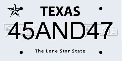 45AND47 Texas License Plate