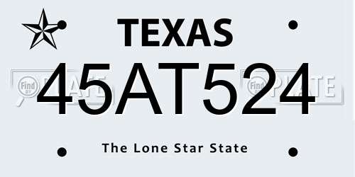 45AT524 Texas License Plate