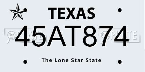 45AT874 Texas License Plate