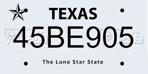 45BE905 Texas License Plate