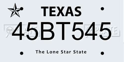 45BT545 Texas License Plate