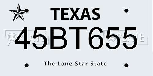 45BT655 Texas License Plate