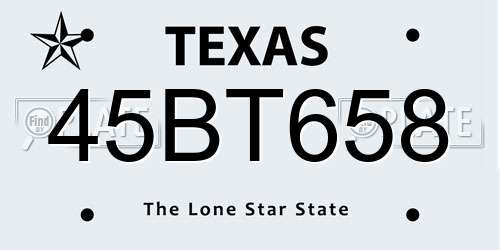 45BT658 Texas License Plate
