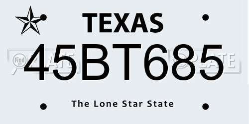 45BT685 Texas License Plate