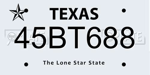 45BT688 Texas License Plate