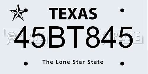 45BT845 Texas License Plate