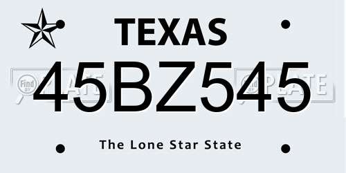 45BZ545 Texas License Plate