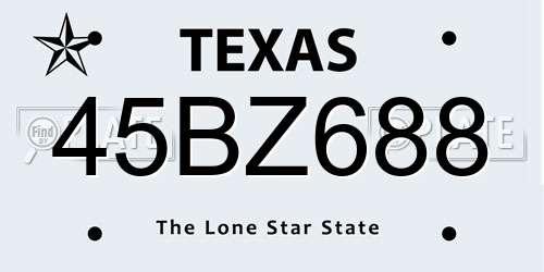 45BZ688 Texas License Plate