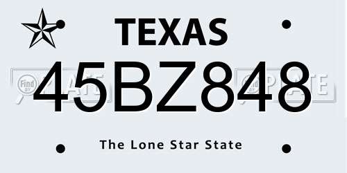 45BZ848 Texas License Plate