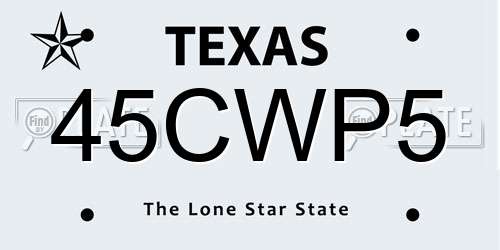 45CWP5 Texas License Plate