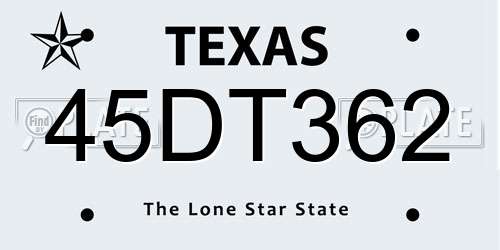 45DT362 Texas License Plate