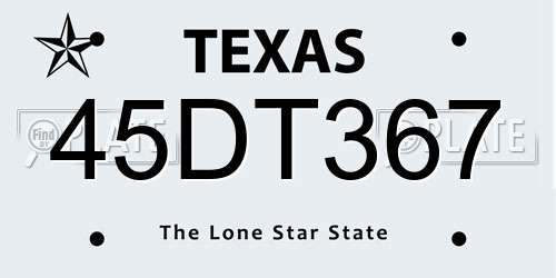 45DT367 Texas License Plate