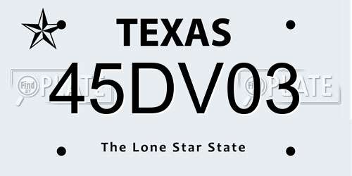 45DV03 Texas License Plate