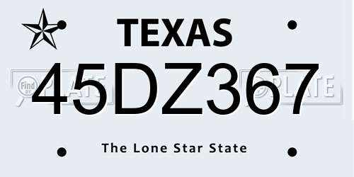45DZ367 Texas License Plate