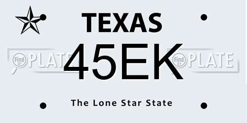 45EK Texas License Plate