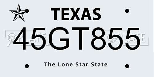 45GT855 Texas License Plate
