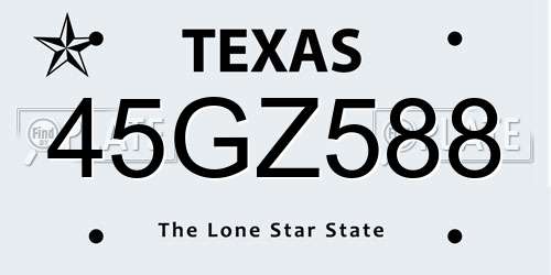 45GZ588 Texas License Plate