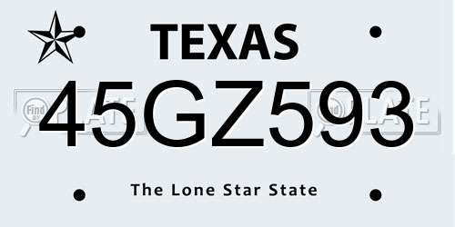 45GZ593 Texas License Plate