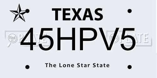 45HPV5 Texas License Plate