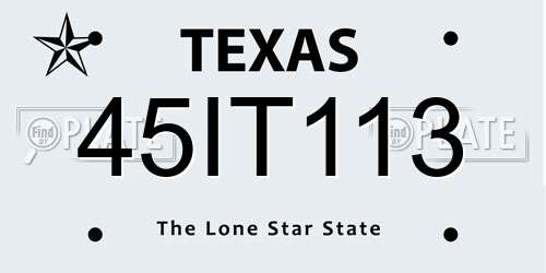 45IT113 Texas License Plate