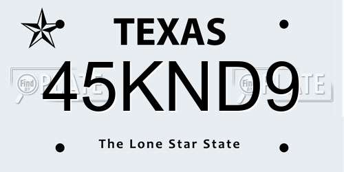 45KND9 Texas License Plate