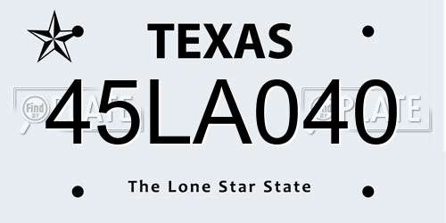45LA040 Texas License Plate