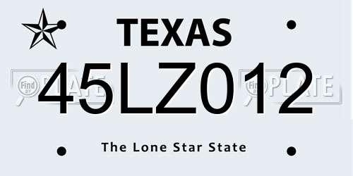 45LZ012 Texas License Plate