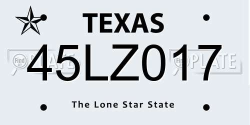 45LZ017 Texas License Plate