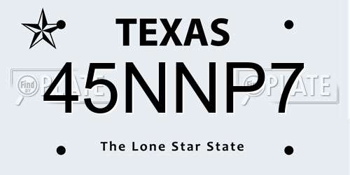 45NNP7 Texas License Plate