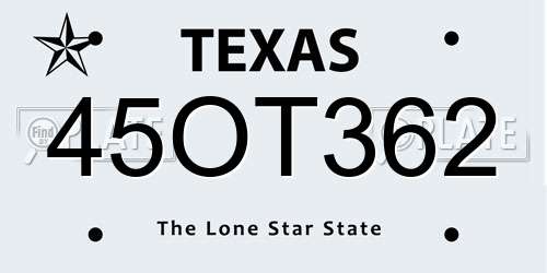 45OT362 Texas License Plate