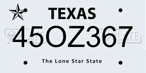 45OZ367 Texas License Plate