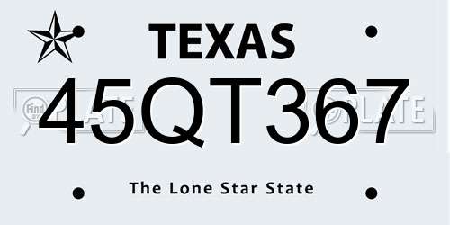 45QT367 Texas License Plate