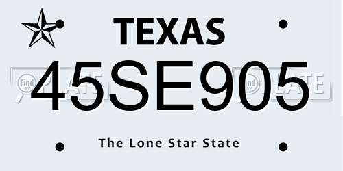 45SE905 Texas License Plate