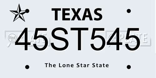 45ST545 Texas License Plate