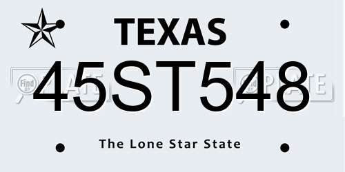 45ST548 Texas License Plate