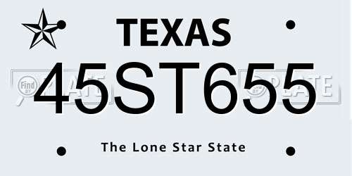 45ST655 Texas License Plate