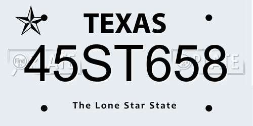 45ST658 Texas License Plate