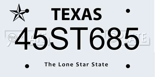 45ST685 Texas License Plate