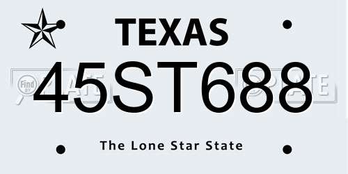 45ST688 Texas License Plate