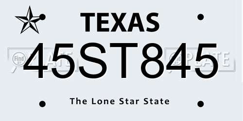 45ST845 Texas License Plate