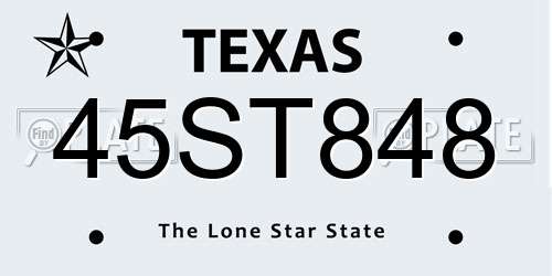 45ST848 Texas License Plate
