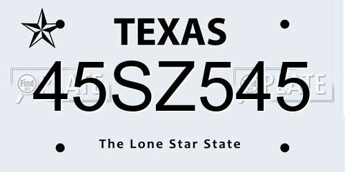 45SZ545 Texas License Plate