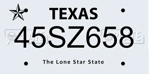 45SZ658 Texas License Plate