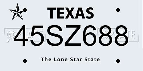 45SZ688 Texas License Plate
