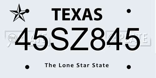45SZ845 Texas License Plate
